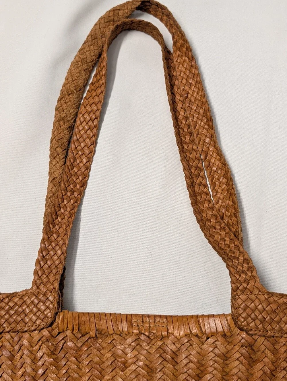 Vilenca Holland Handwoven Braided Genuine Leather / Suede Tote Shoulder Bag